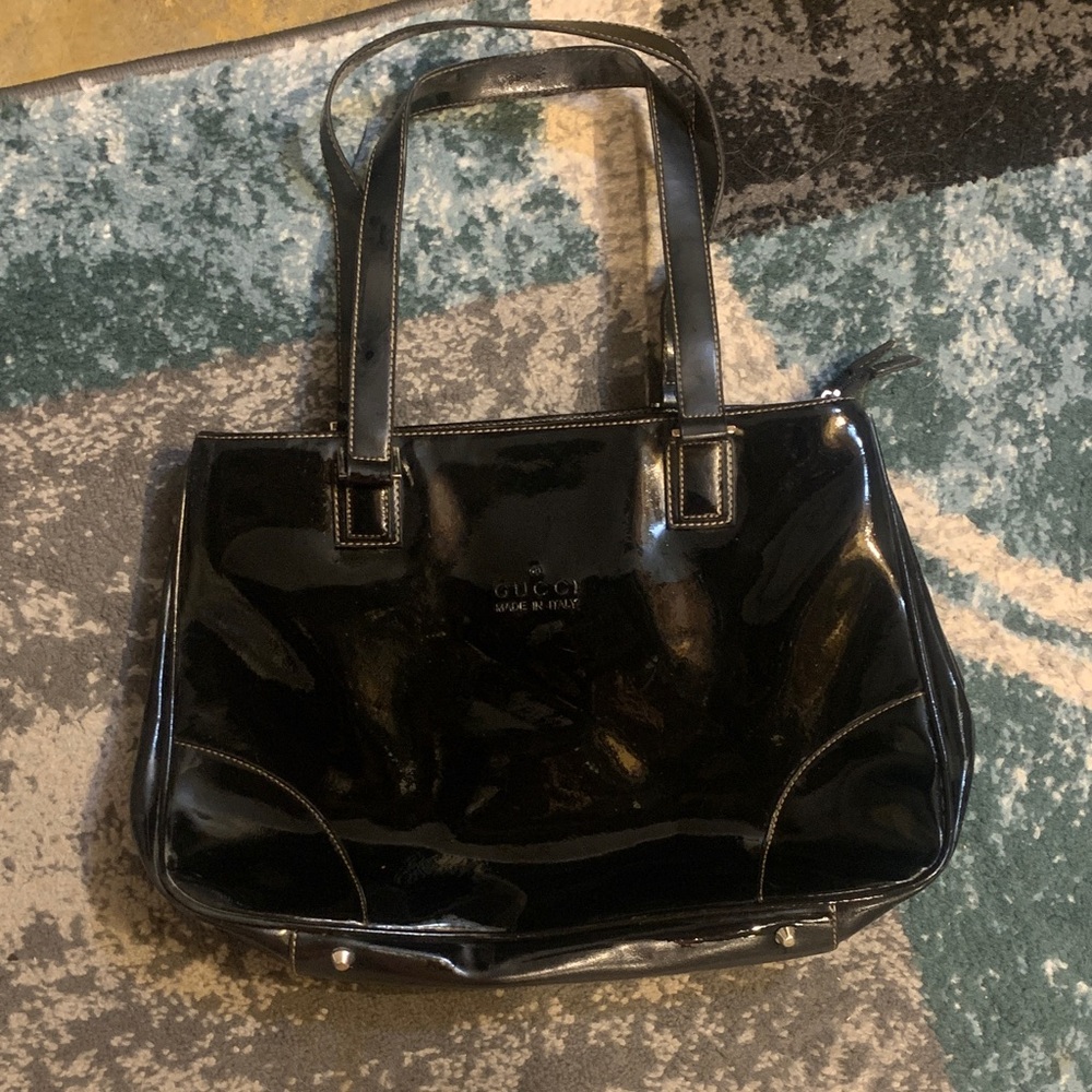 Gucci Black Patent Leather Tote